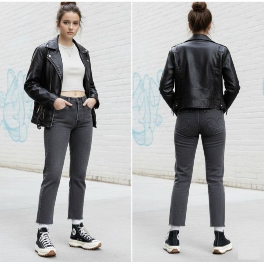 ⭐Levi's 501 Original Cropped Jeans Womens 27x26 Button Fly 27x26 Denim Gray New⭐